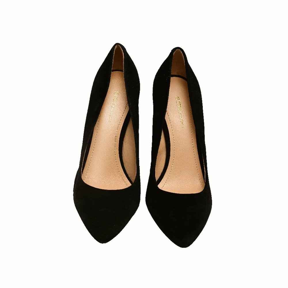 BCBG Black Suede Leather Pumps with Block Heel 7.5 M - Picture 2 of 12
